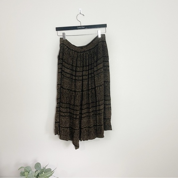 [Jones New York] Vintage 100% Rayon Brown Printed Maxi Wrap Skirt - Picture 7 of 8